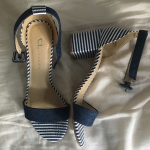 Nautical Chunky Heeled Sandals